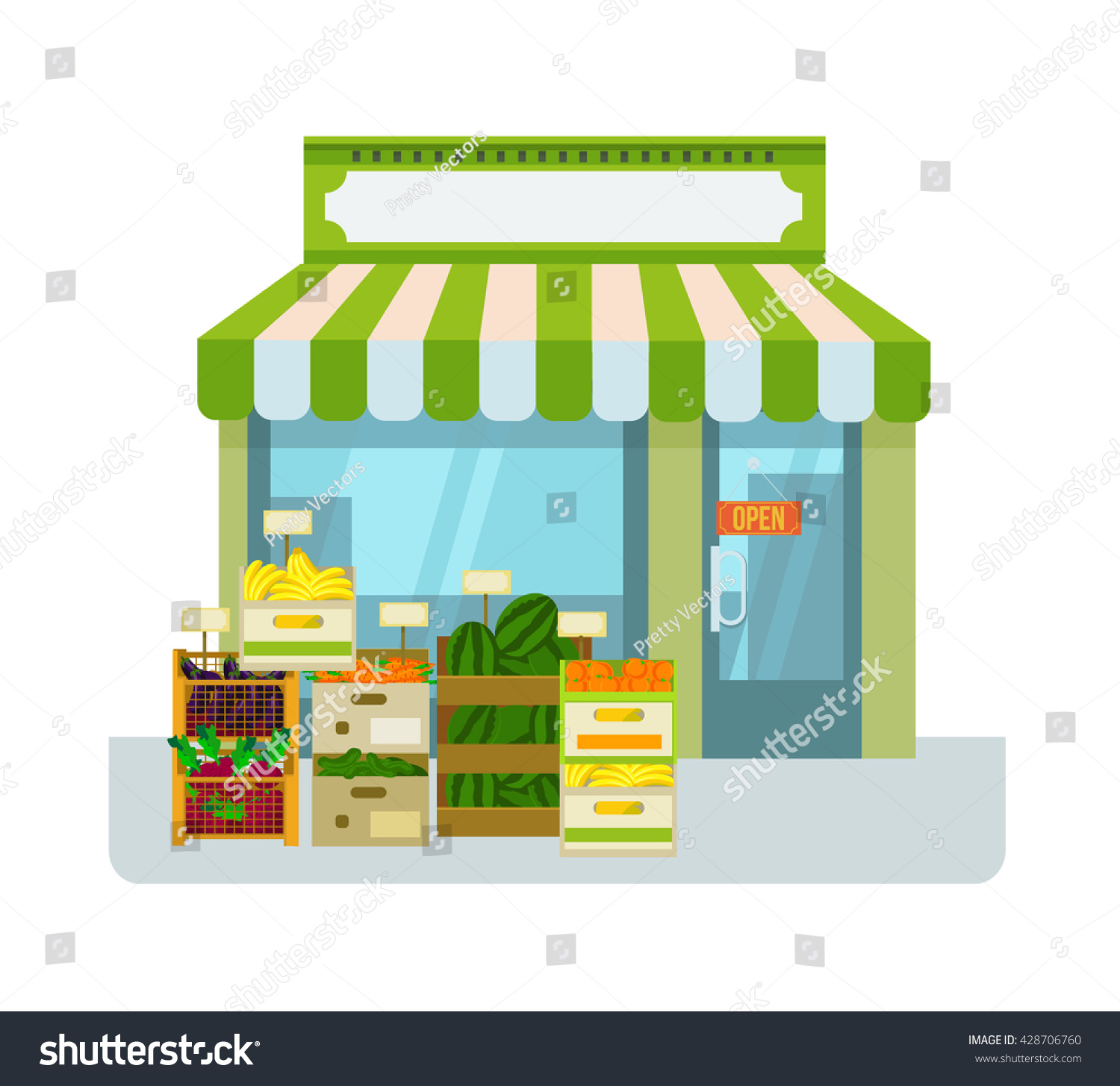 Fruit Vegetables Shop Vector Flat Cartoon Stock Vector (Royalty Free ...