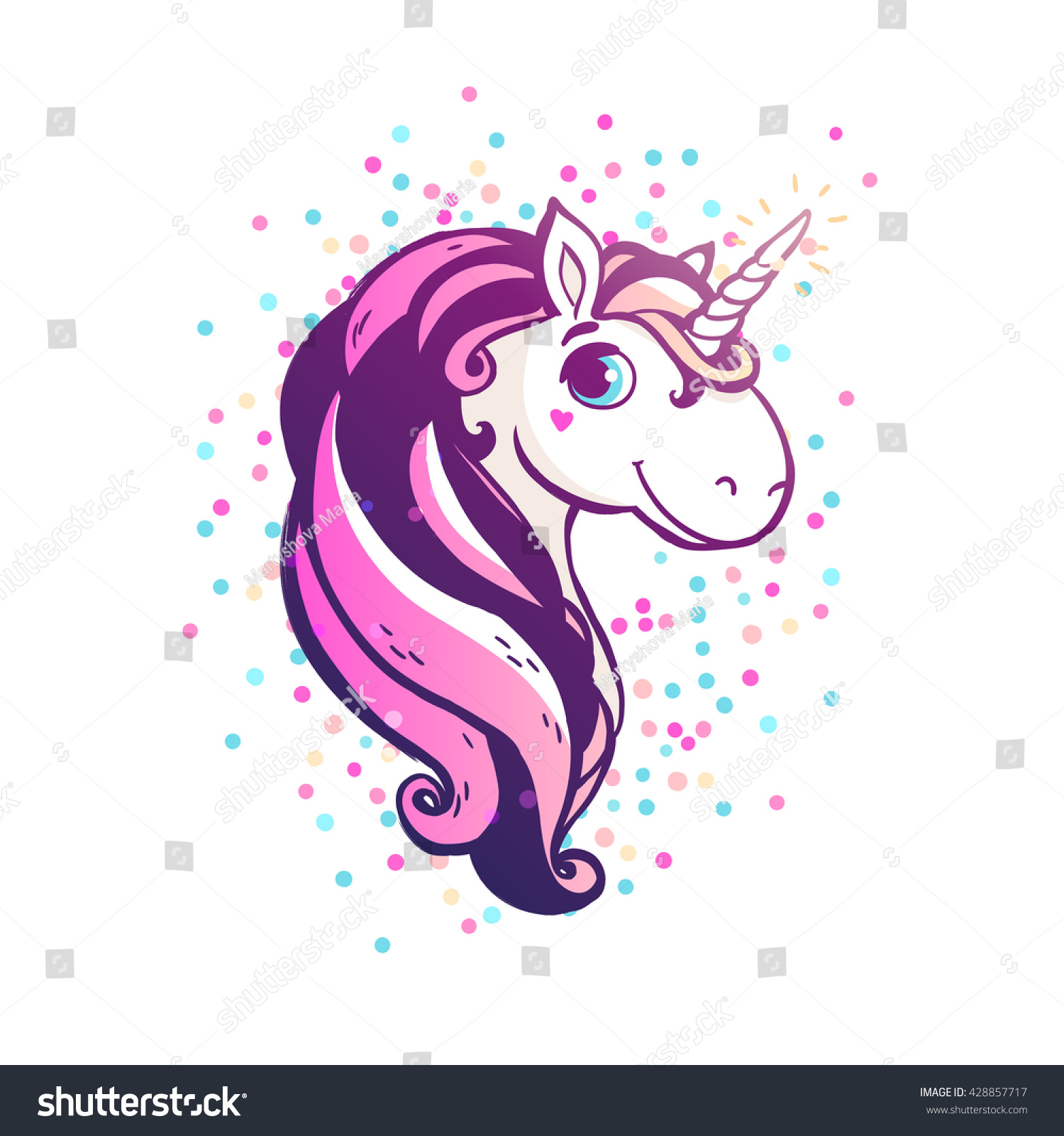 Magic Unicorn Confetti Vector Illustration Isolated Stock Vector ...