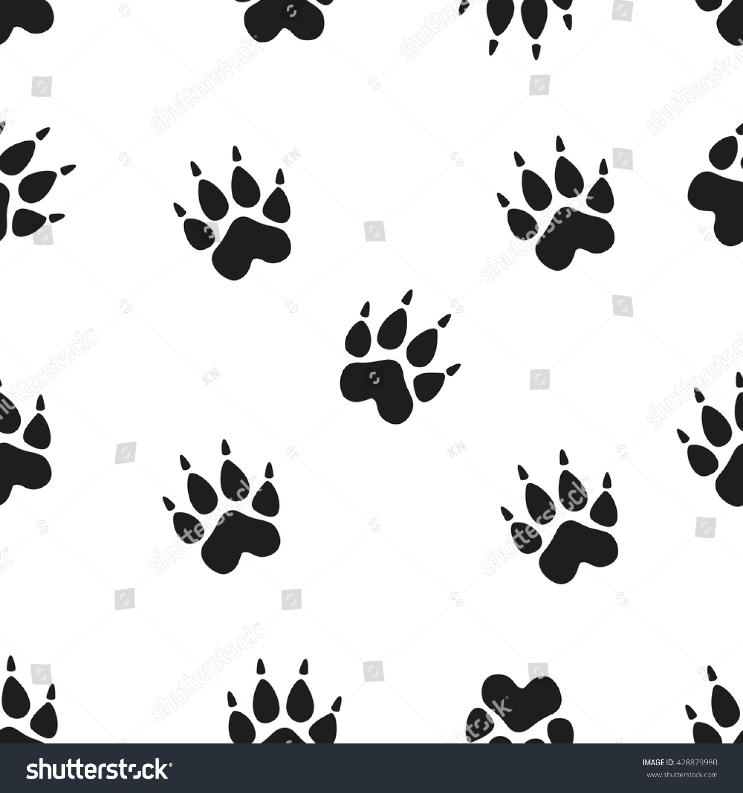 Animal Footprint Seamless Pattern Paw Stock Vector (Royalty Free ...