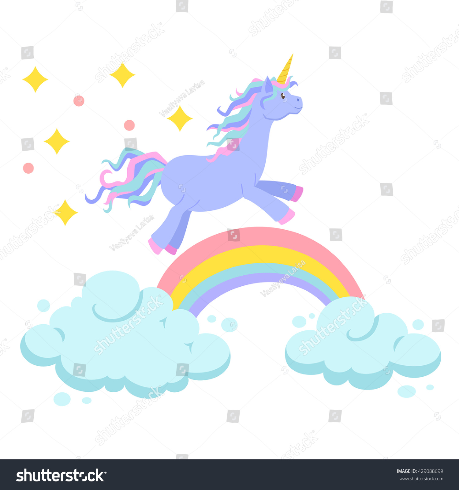 Unicorn Ride On Rainbow Clouds Magic Stock Vector (Royalty Free ...