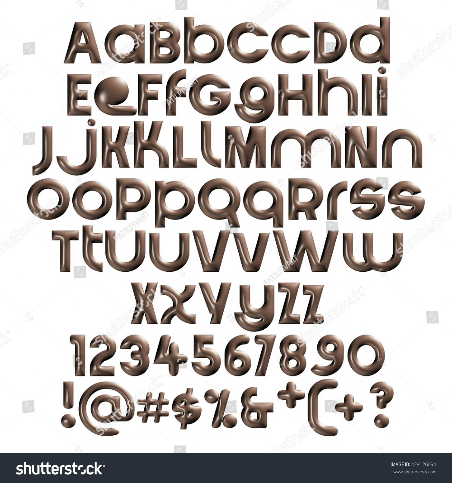 Chocolate Alphabets On Isolated White Background Stock Illustration ...