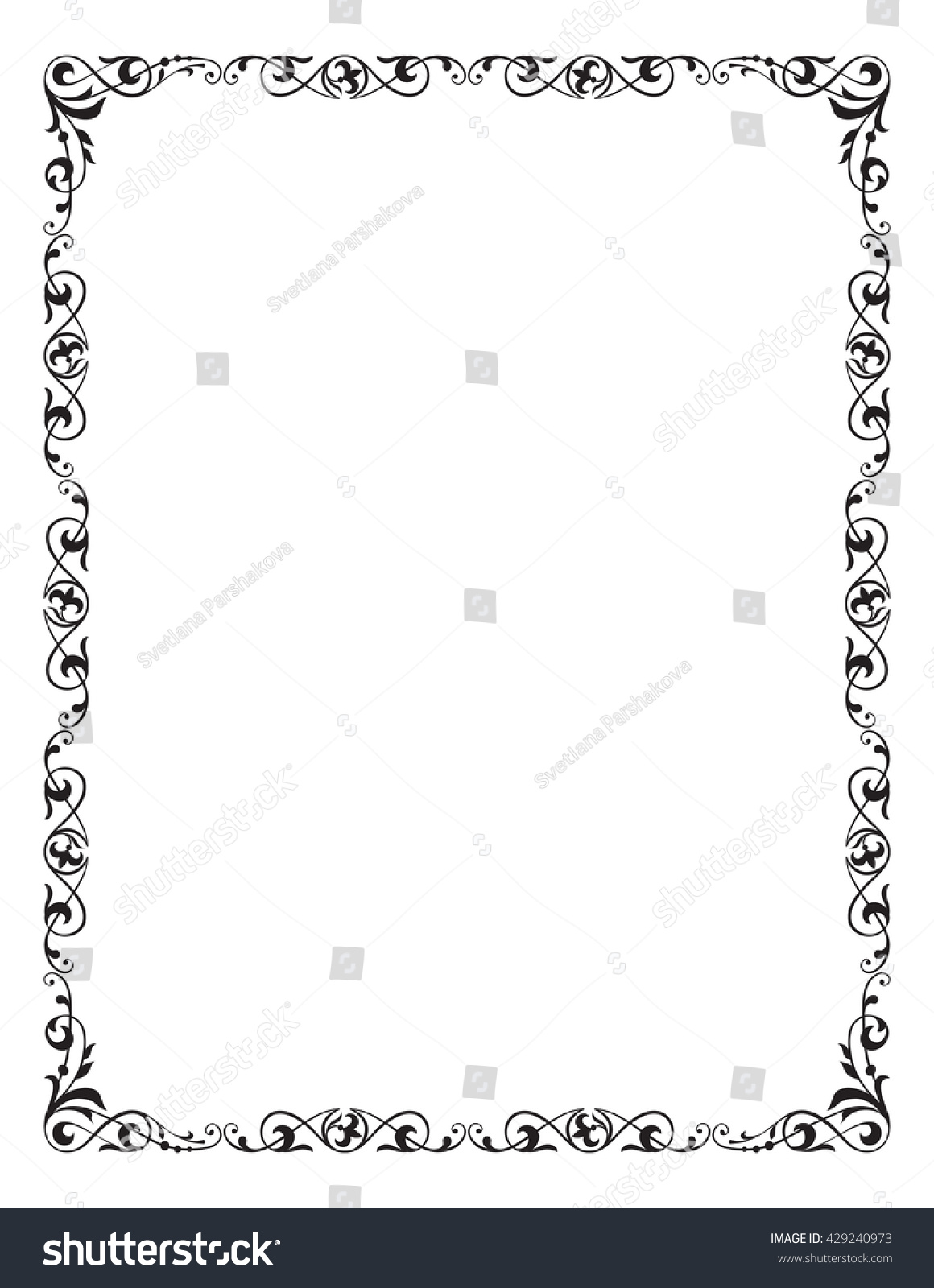 Decorative Frame Corner Vignette Letter Page Stock Vector (Royalty Free ...