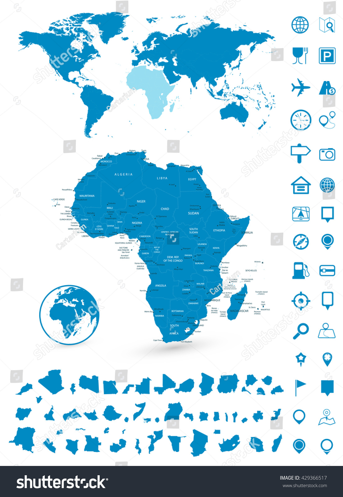 Detailed Map Africa World Map Navigation Stock Vector Royalty Free 429366517 Shutterstock 6593