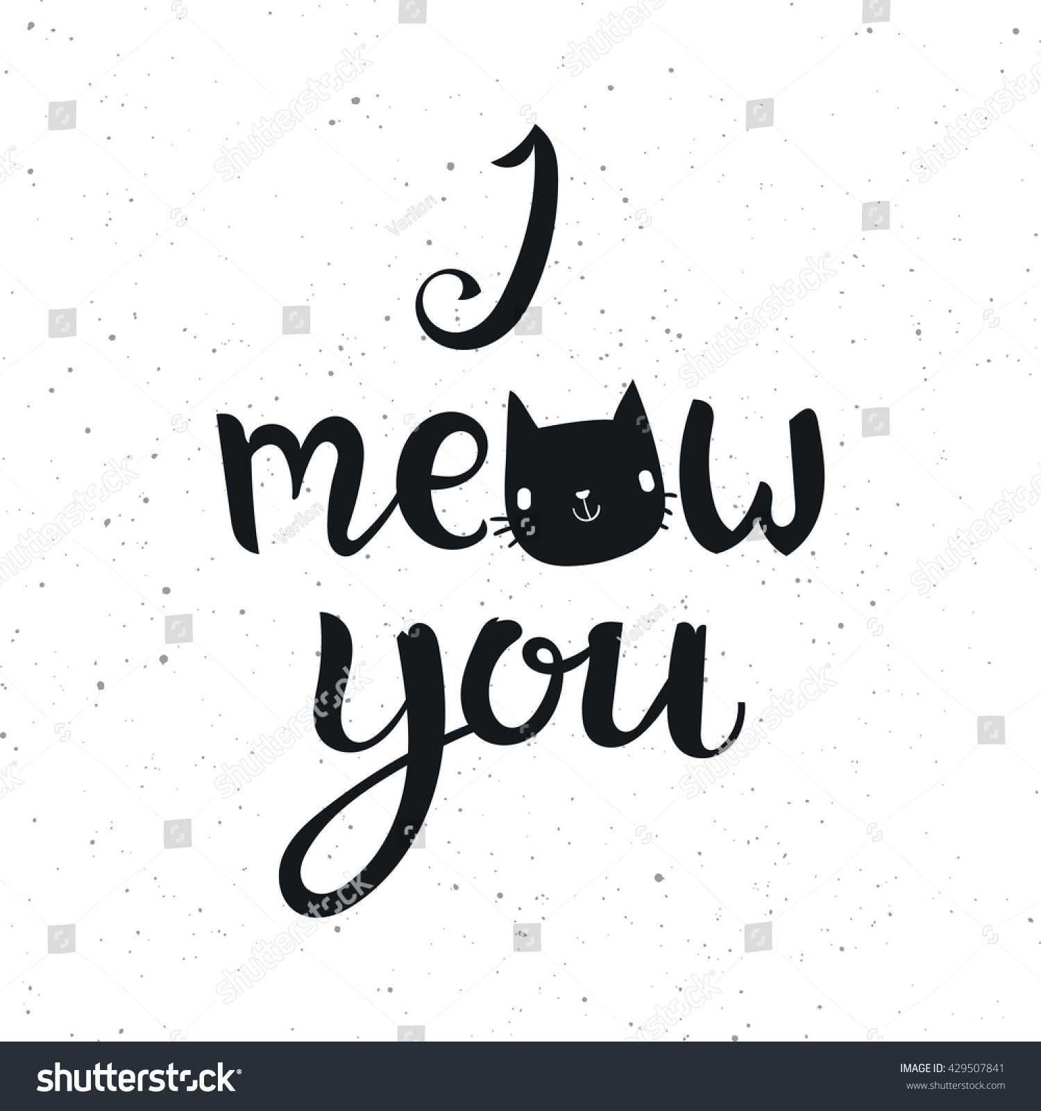 Meow You Phrase Calligraphy Vector Lettering Stock Vector (Royalty Free ...