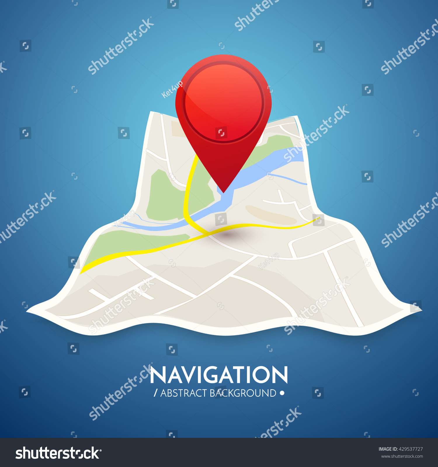 Gps Navigation Vector Concept Map Red Stock Vector (Royalty Free ...