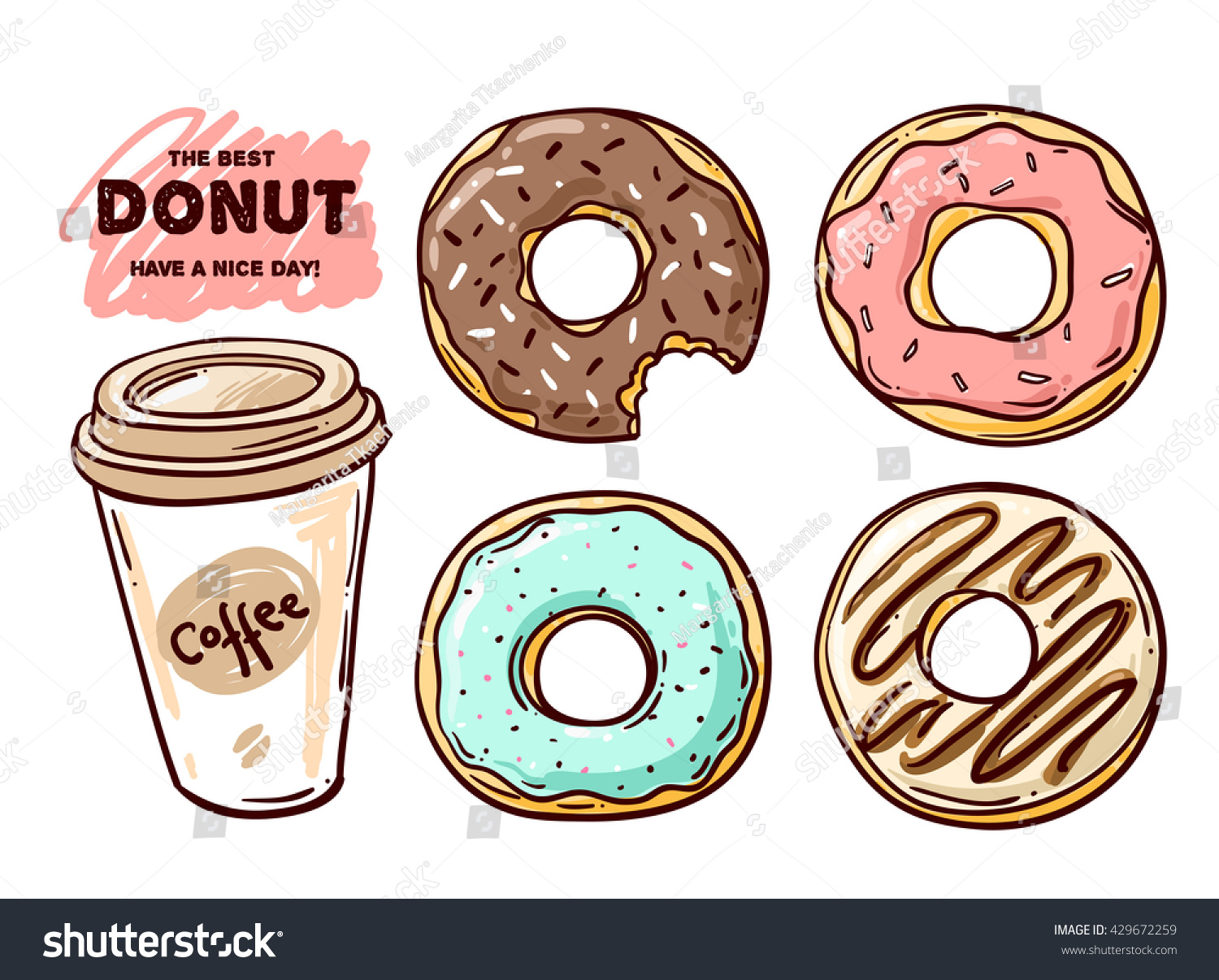 Рисунки для скетчбука маркерами пончик и кофе