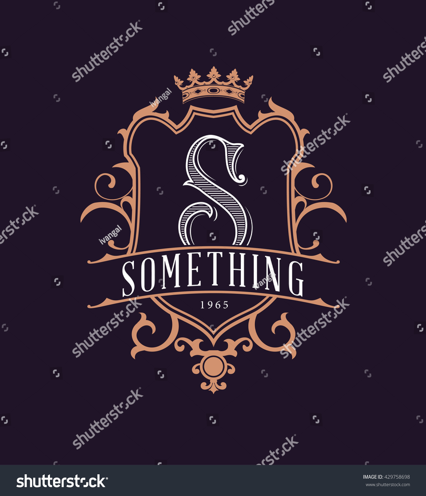 Vintage Logo Shield Crown S Monogram Stock Vector (Royalty Free ...