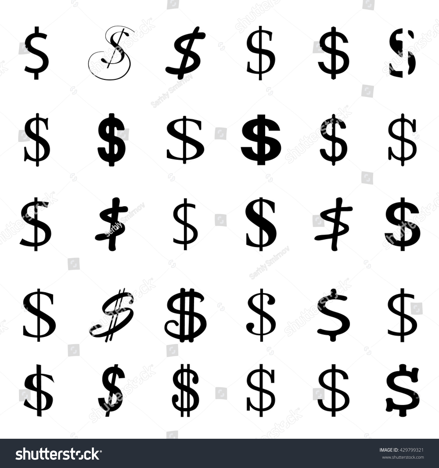 Set Dollar Symbol Vector Illustration Stock Vector (Royalty Free ...