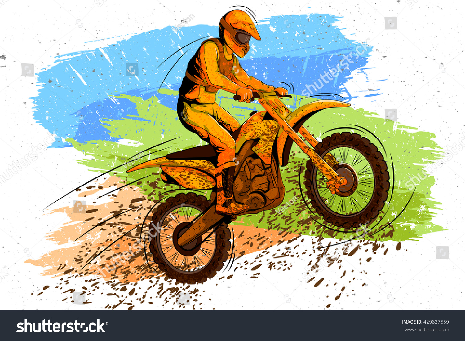 Мотоциклист в прыжке нарисованный