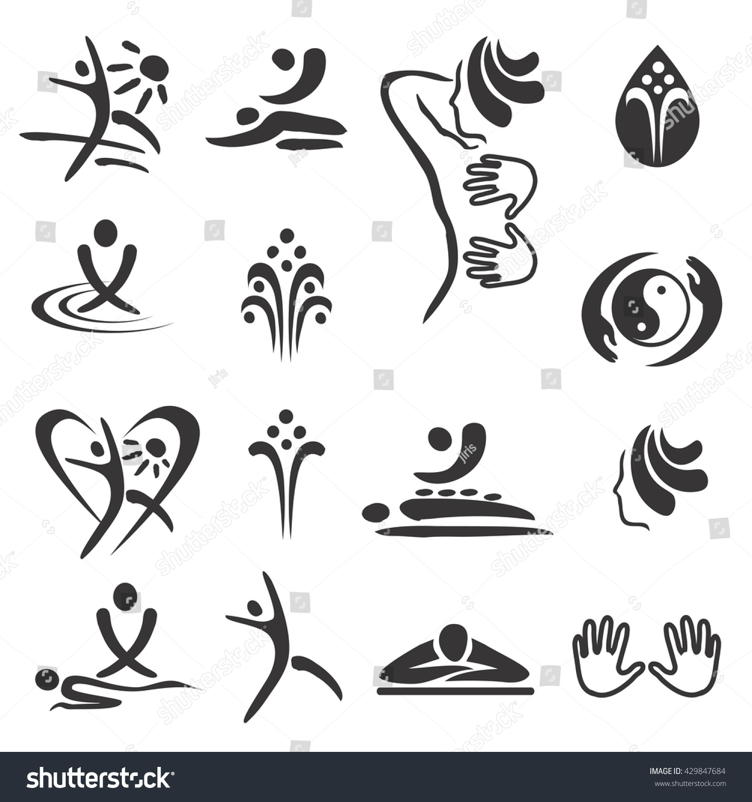 Spa Massage Icons Set Black Icons Stock Vector Royalty Free 429847684 Shutterstock 