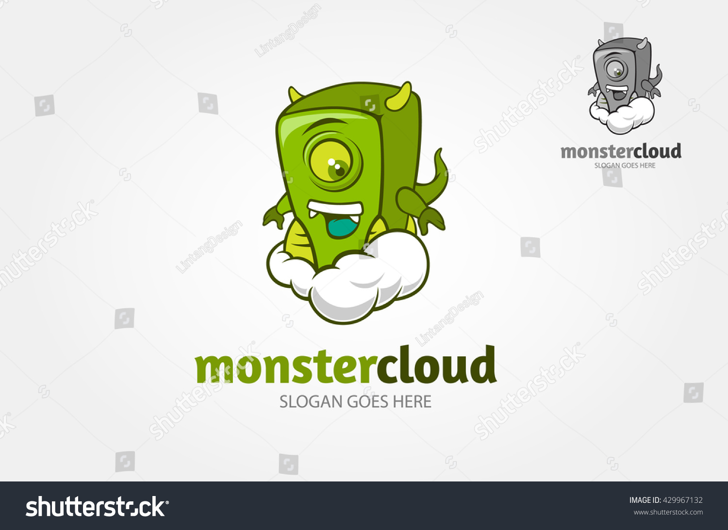 Happy Cartoon Monster Cloud Logo Vector Stock Vector (Royalty Free ...