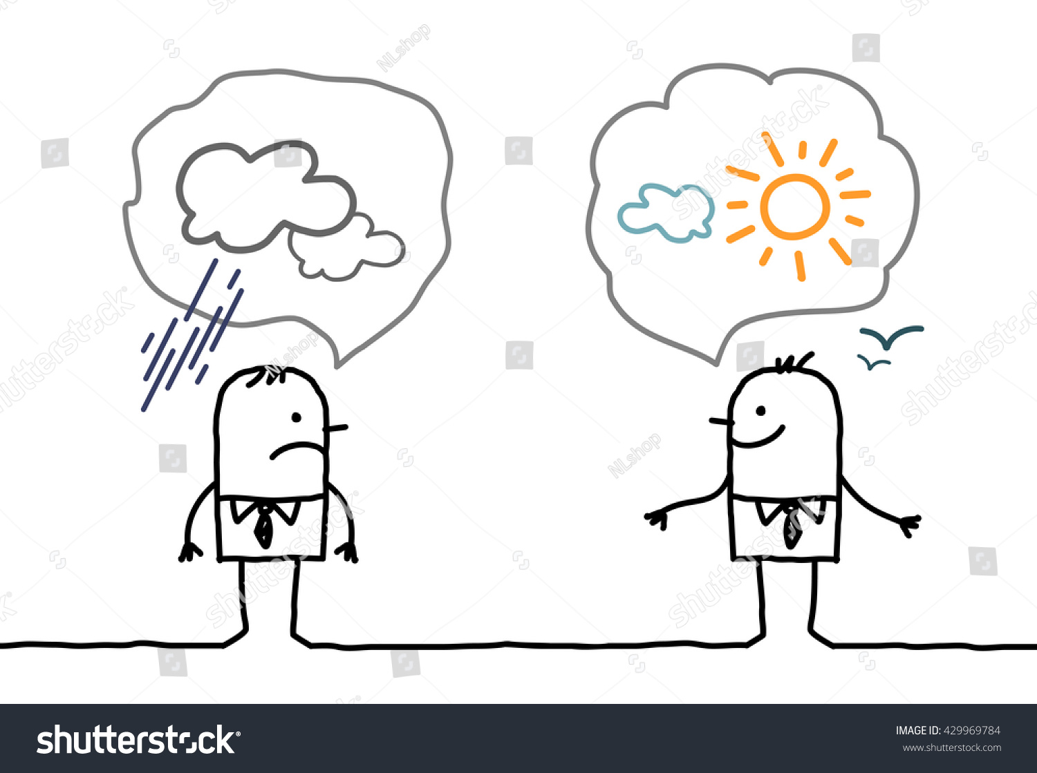 Cartoon Businessmen Optimistic Pessimistic Stock Vector (Royalty Free ...