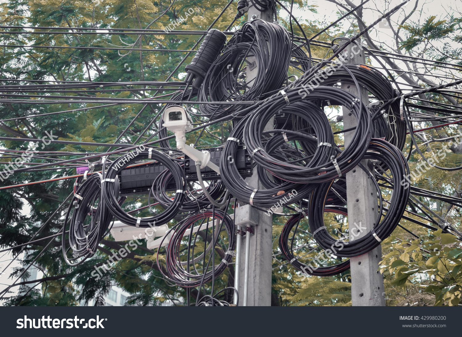 Cctv Camera Security Chaos Cables Wires Stock Photo 429980200 ...