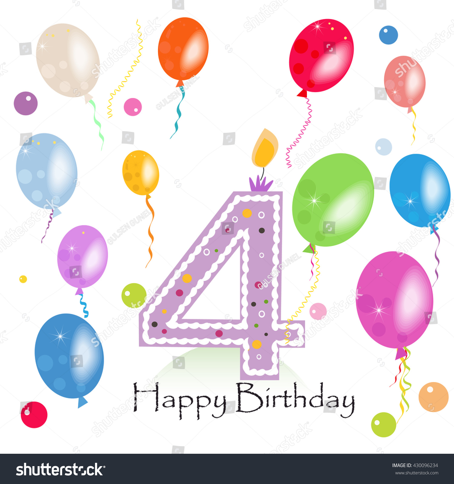 Happy Fourth Birthday Candle Vector Colorful Stock Vector (Royalty Free ...