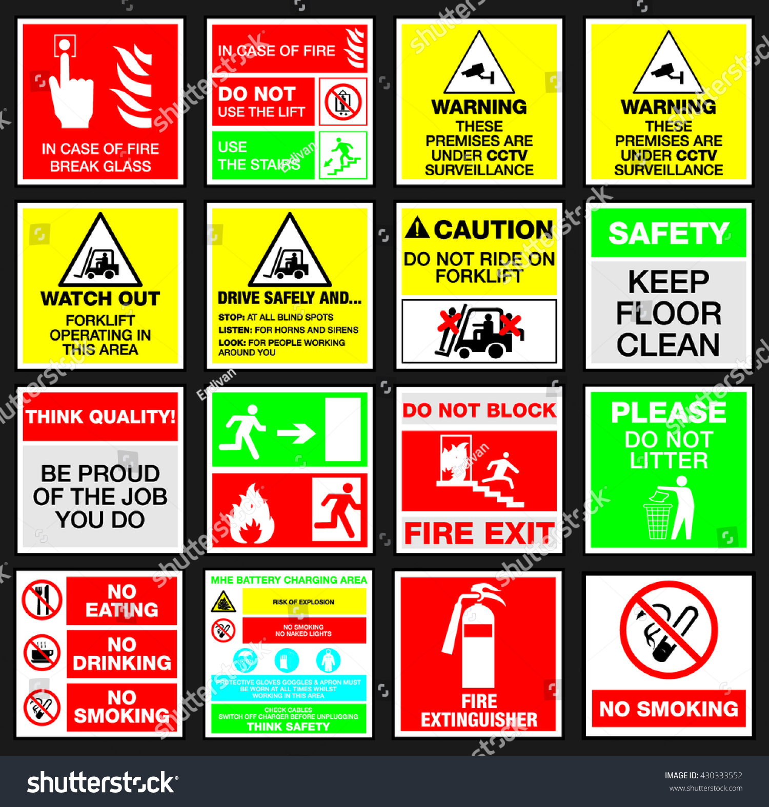 Set Safety Signs Stock Vector (Royalty Free) 430333552 | Shutterstock
