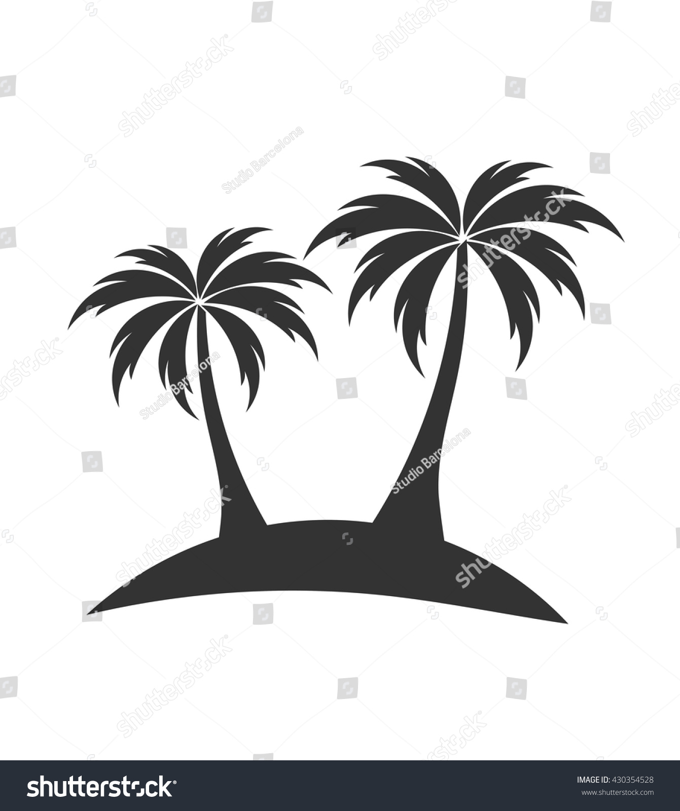 Palm Trees On Island Black Shape Stock Vector (Royalty Free) 430354528 ...