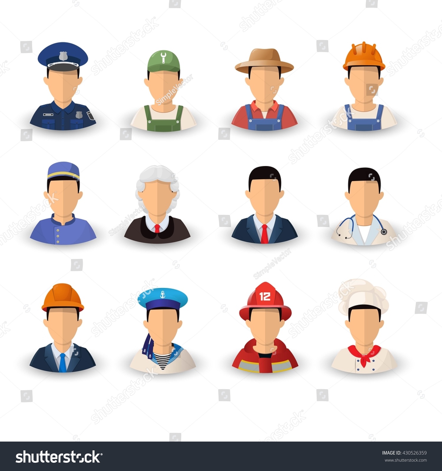 Icons Avatar Profession All Male Avatar Stock Vector (Royalty Free ...