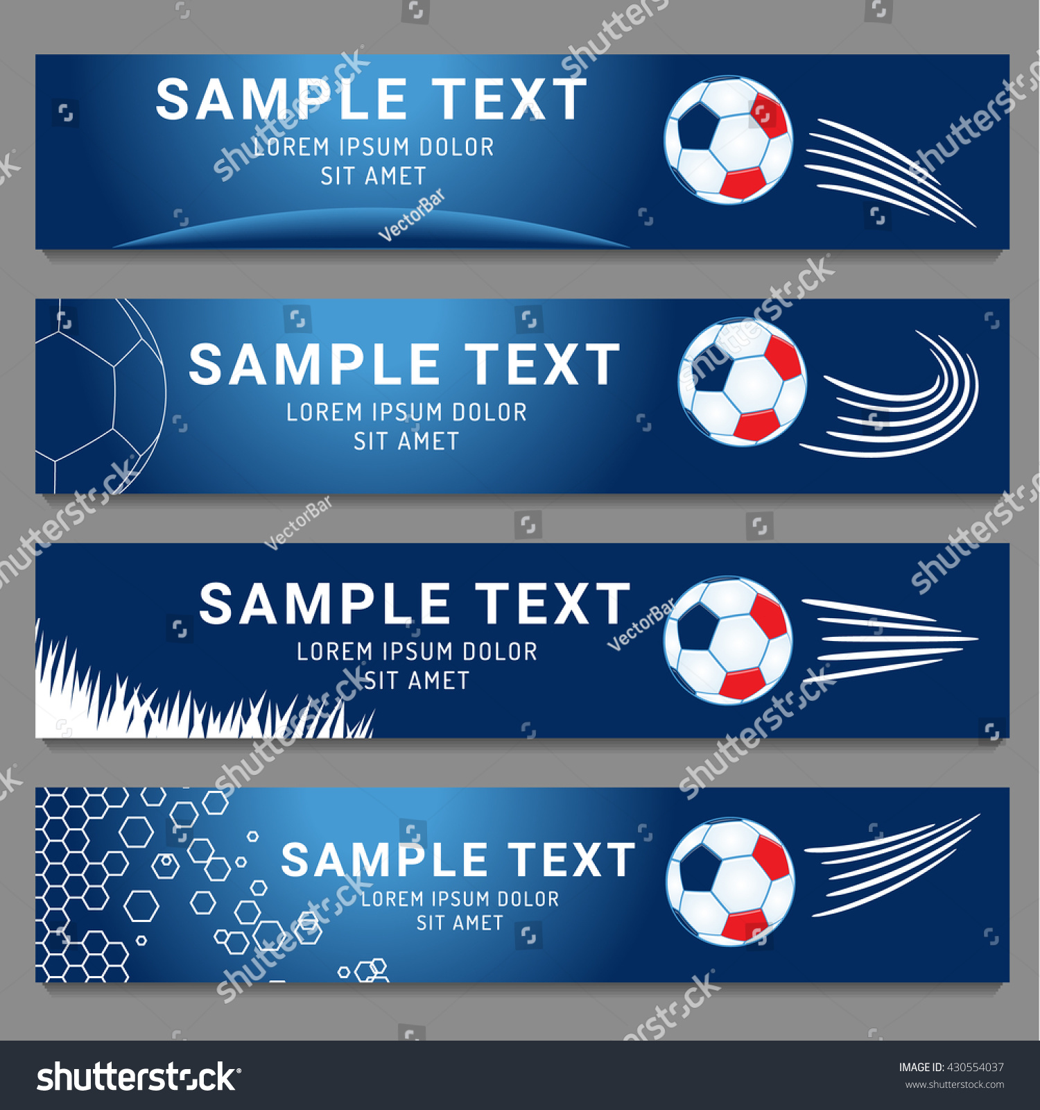 Four Different Football Panoramic Banner Designs Stock Vector (Royalty ...