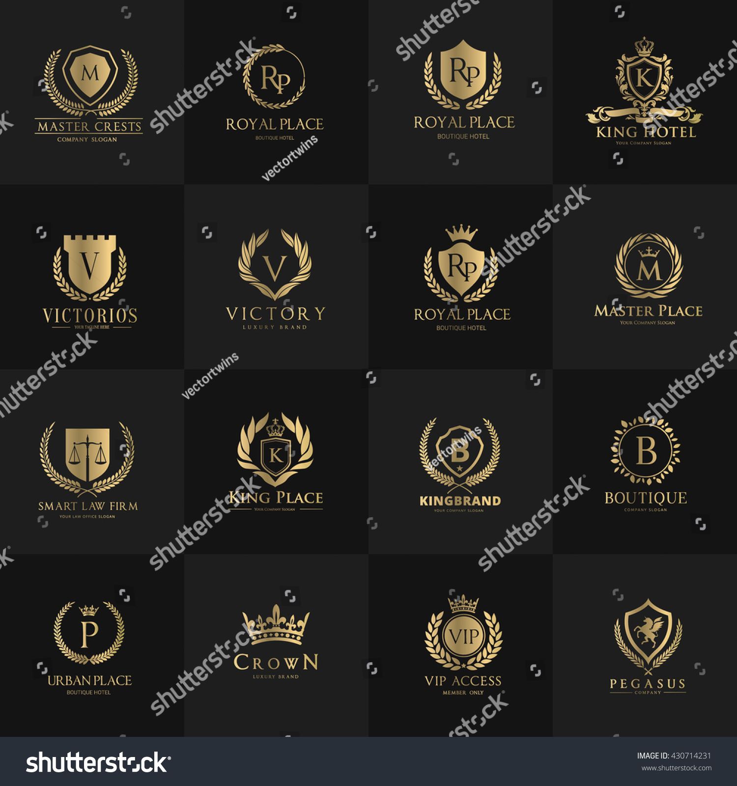 Luxury Logo Set Heraldic Crests Crown Stock Vector (Royalty Free ...