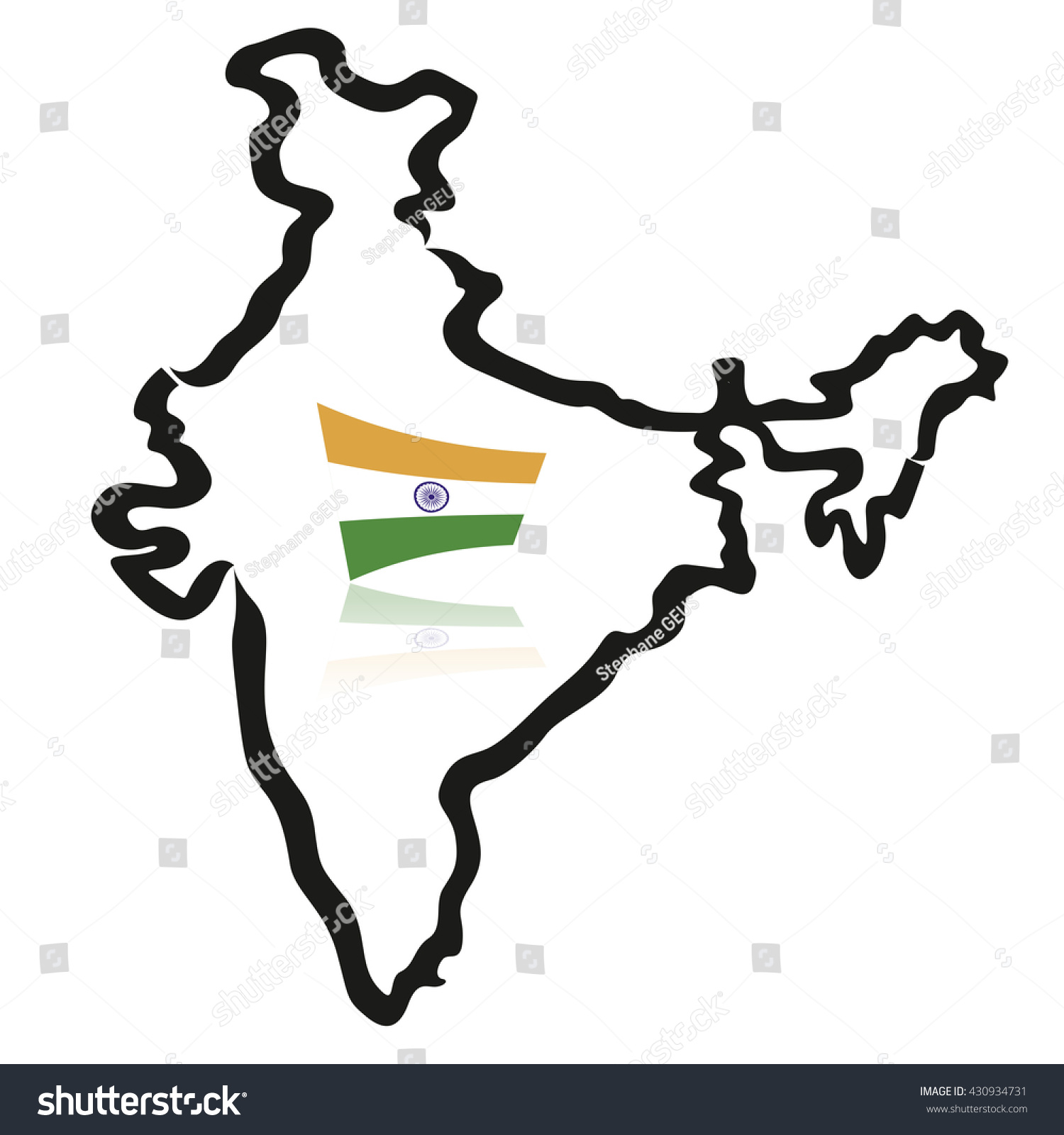 India Map Outlines Flag Stock Vector (Royalty Free) 430934731 ...