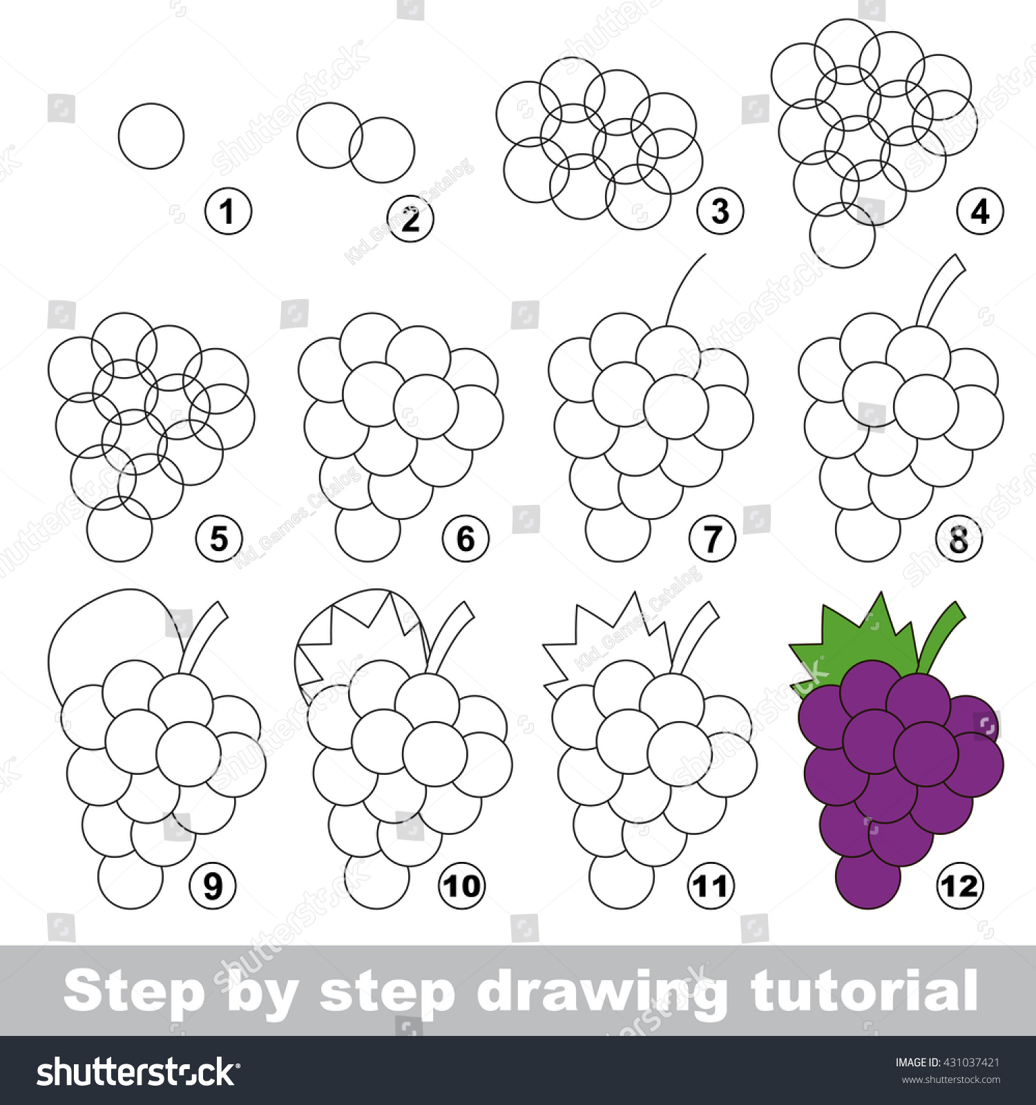 Drawing Tutorial Children Easy Educational Kid Stock Vector (Royalty