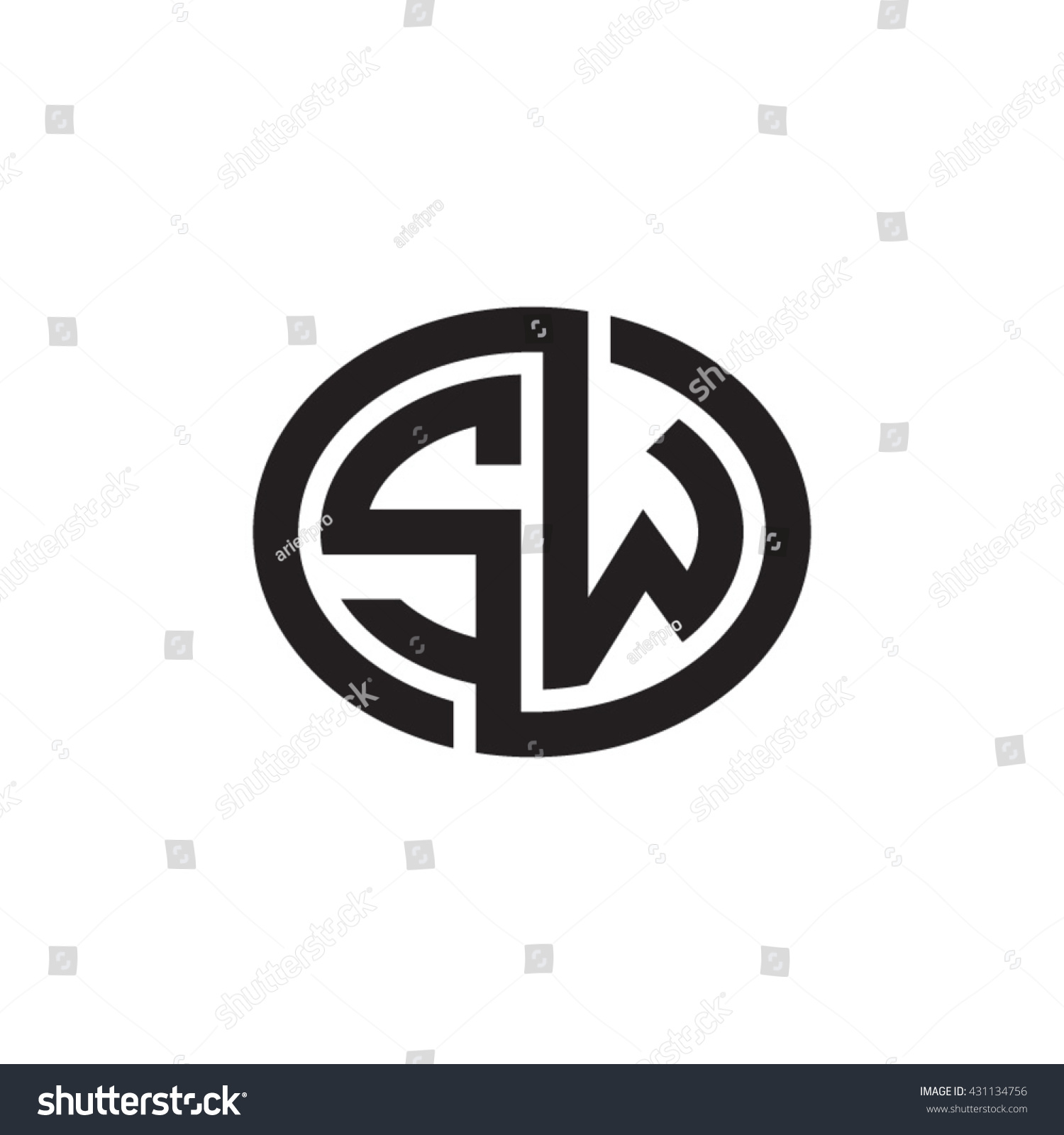 Sw Initial Letters Looping Linked Ellipse Stock Vector (Royalty Free ...