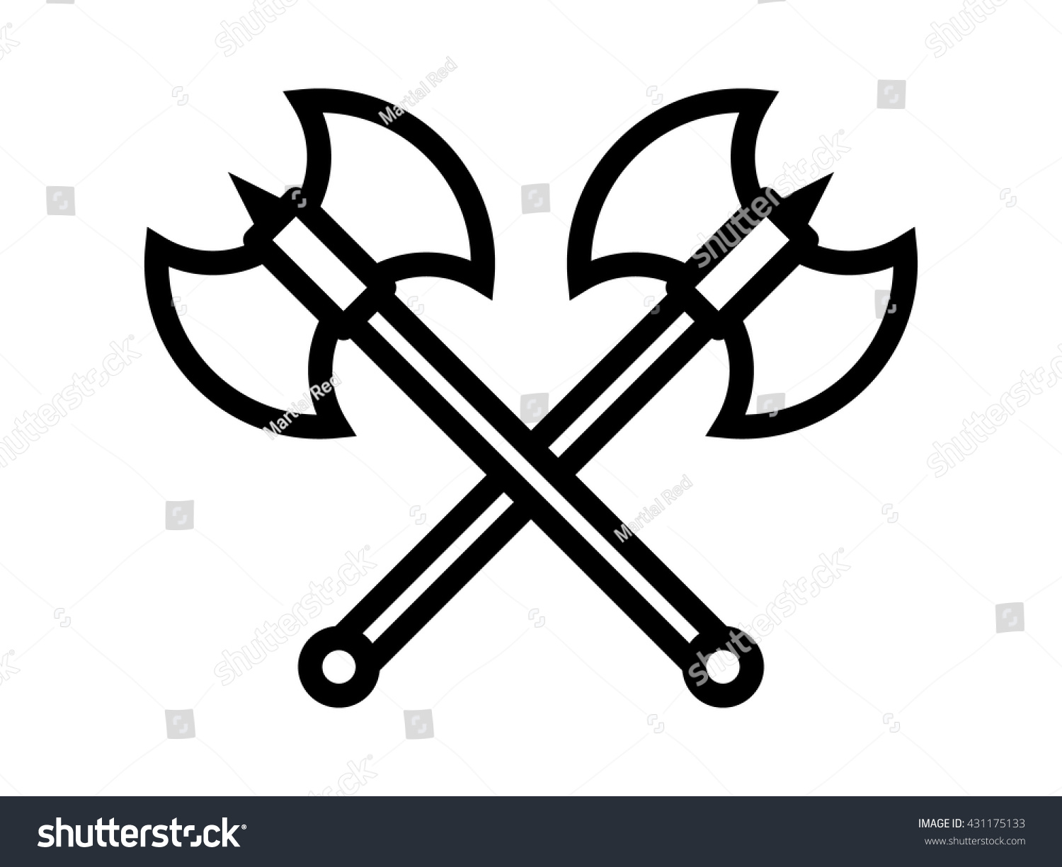 Crossed Battleaxe Battle Axe Spike Line Stock Vector (Royalty Free ...