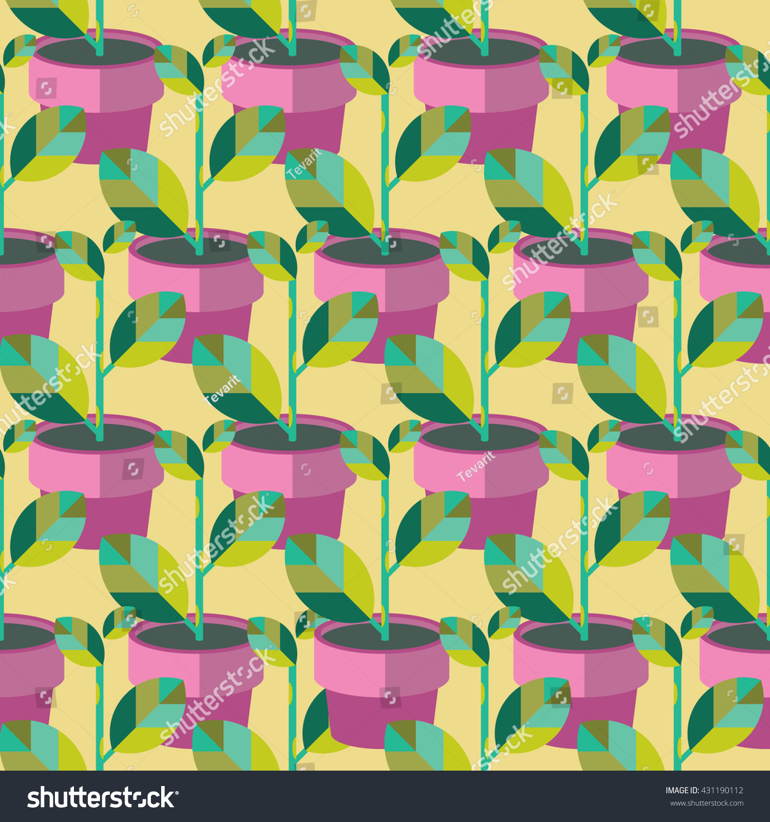 Seamless Potted Plant Pattern Vector Potted Stock Vector Royalty Free 431190112 Shutterstock 