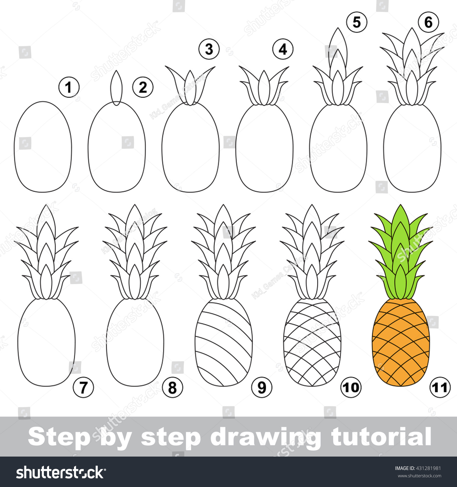 Drawing Tutorial Children Easy Educational Kid Stock Vector (Royalty ...