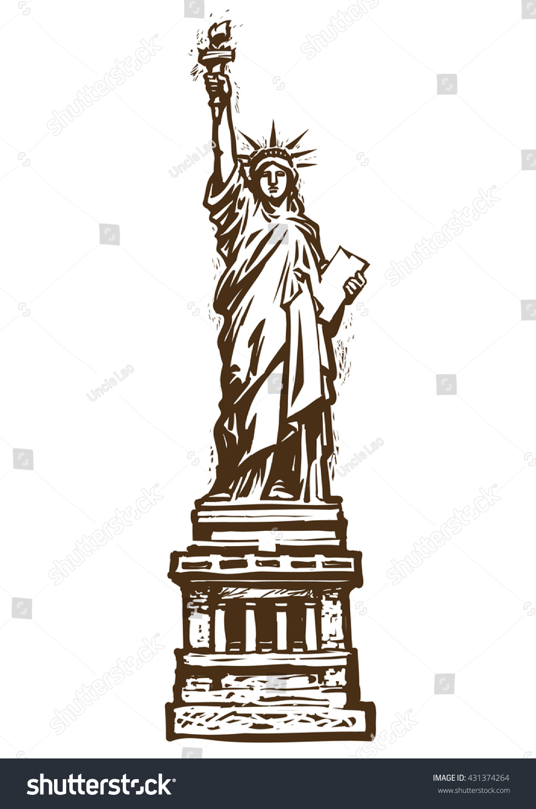 Statue Libertysketch Hand Drawn Vector Illustration Stock Vector ...