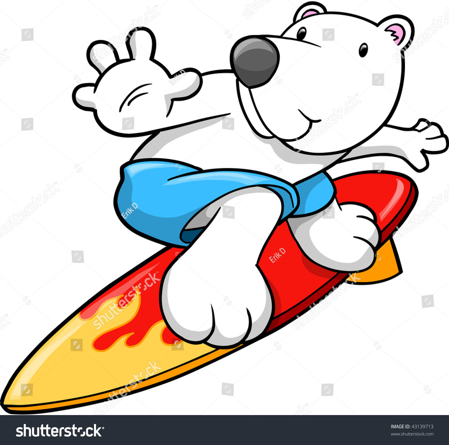 Polar Bear Surfing Vector Illustration Stock Vector Royalty Free