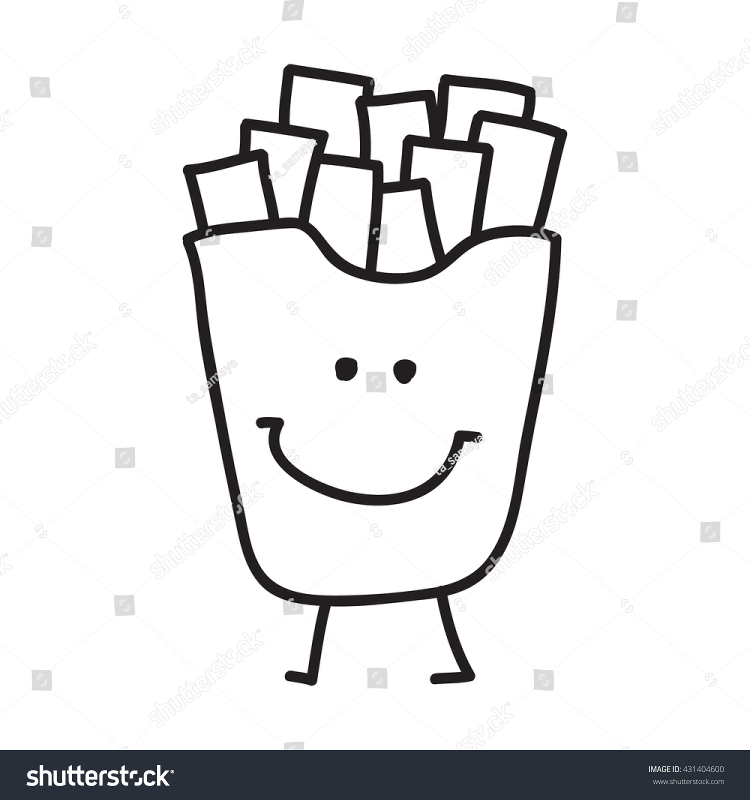 French Fries Vector Illustration Funny Doodle Stock Vector (royalty 