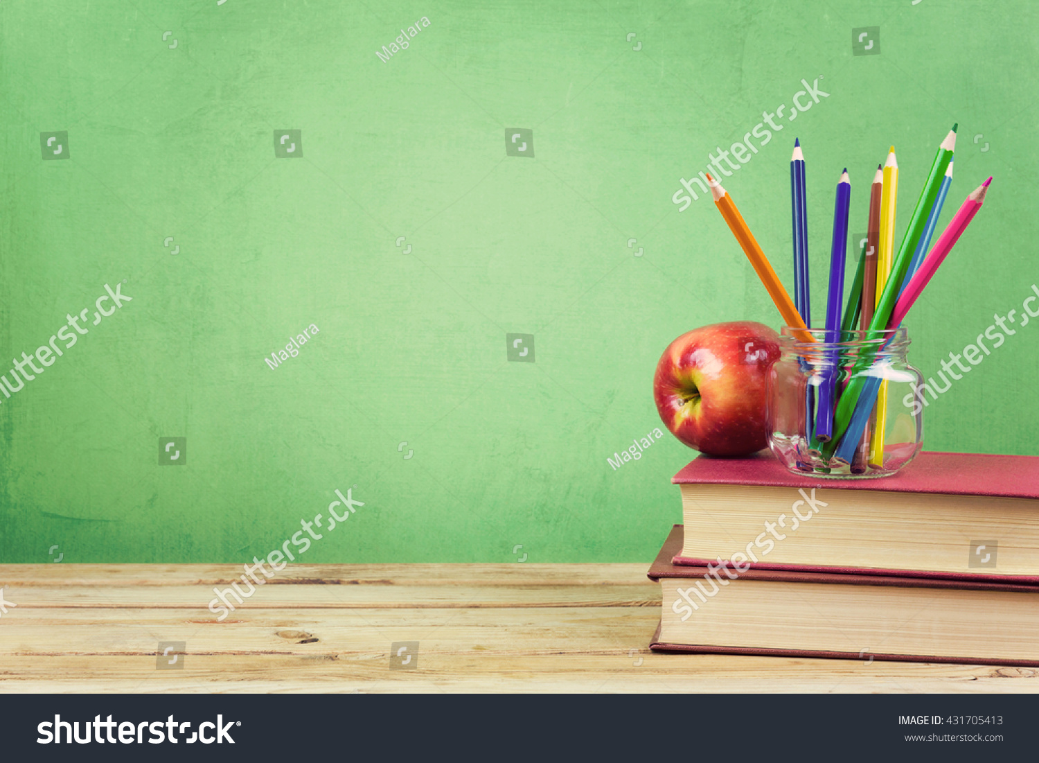 Back School Background Books Color Pencils Stock Photo 431705413 