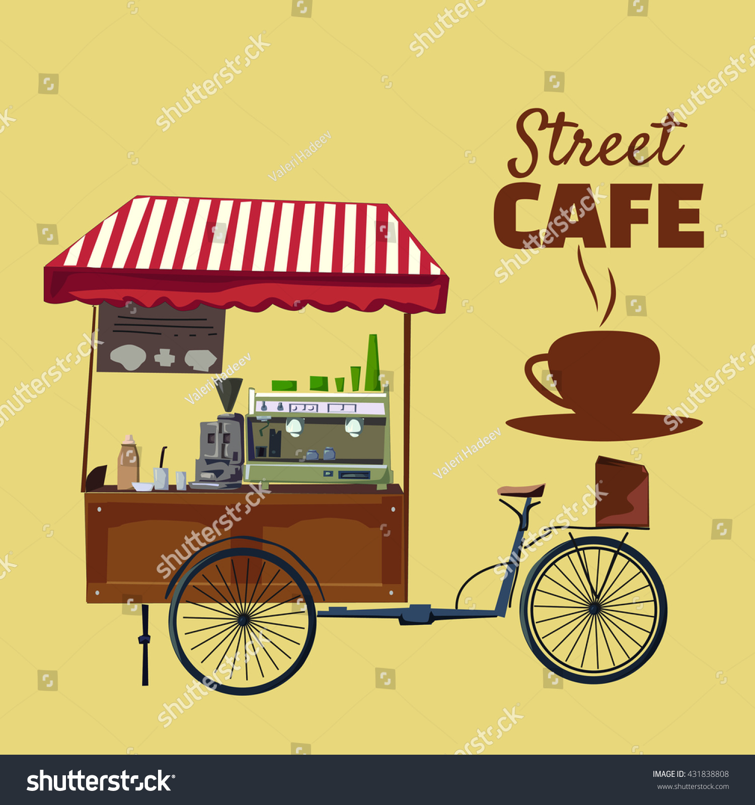 Street Food Cafe Car Vector Illustration Stock Vector (Royalty Free