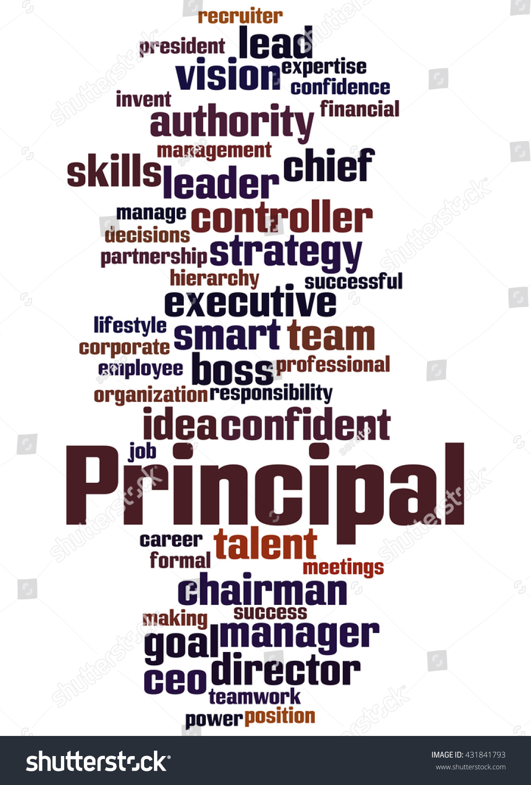 Principal Word Cloud Concept On White Stock Illustration 431841793 ...