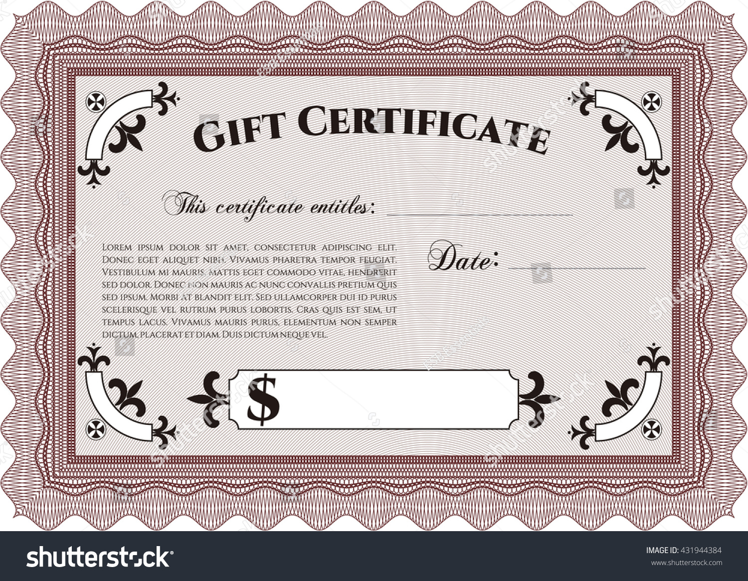 Formal Gift Certificate Border Frame Quality: стоковая векторная графика (б...