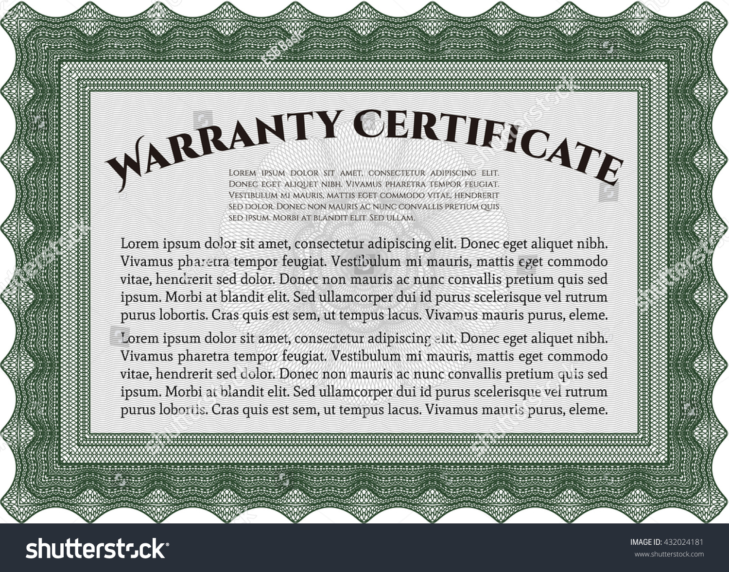 Template Warranty Certificate Quality Background Lovely Stock Vector ...