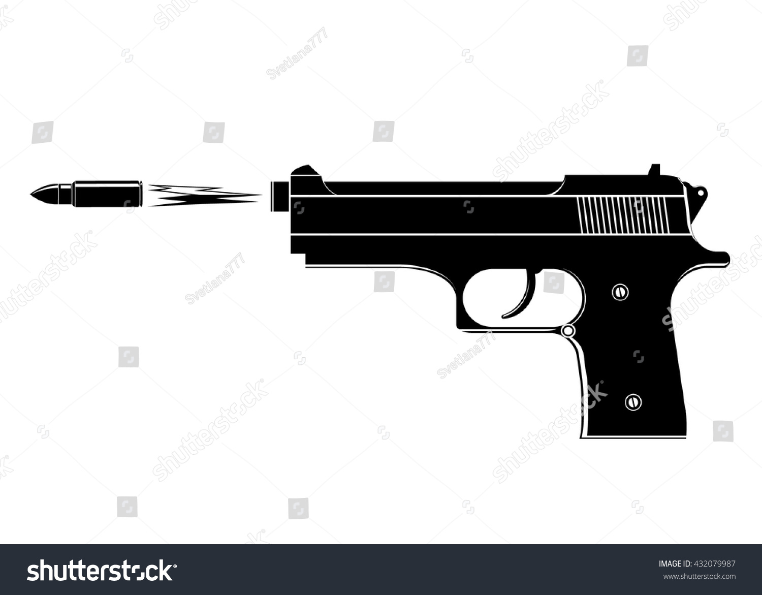Стреляющий пистолет на белом фоне