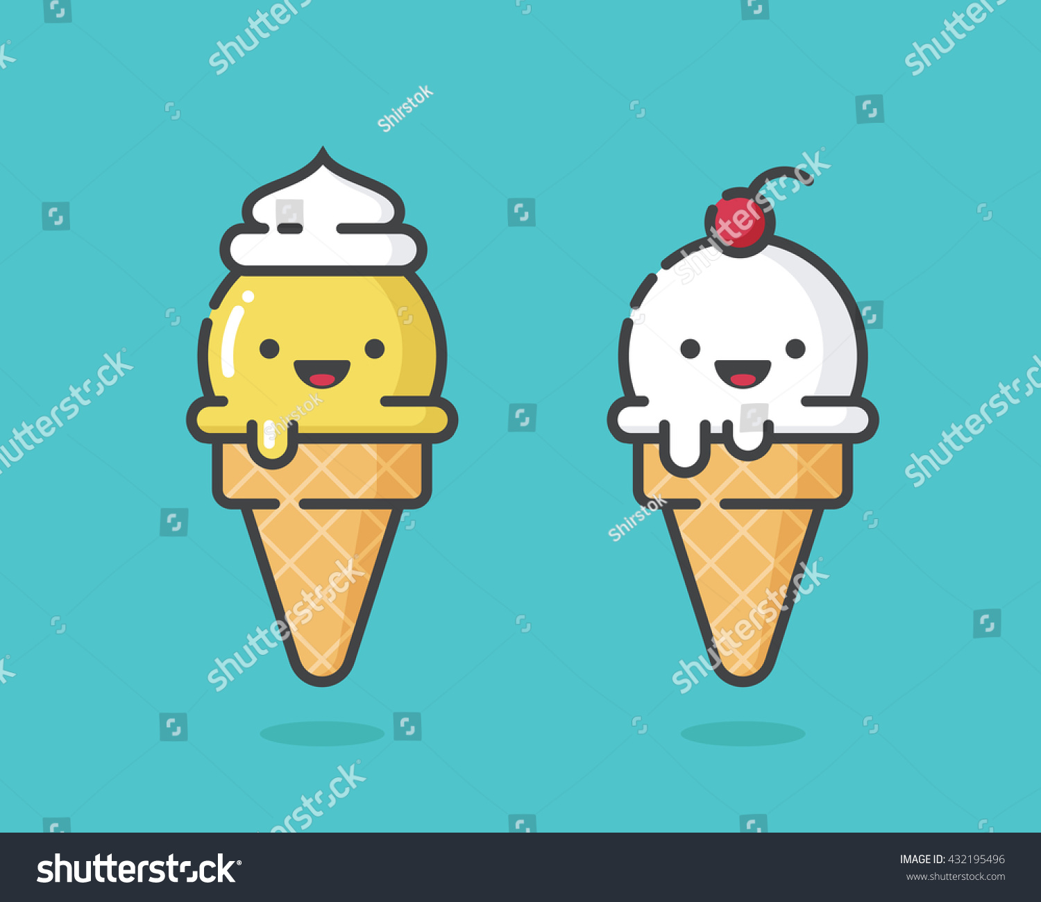 Cartoon Ice Cream Cones Vector Illustration Stock Vector (Royalty Free ...