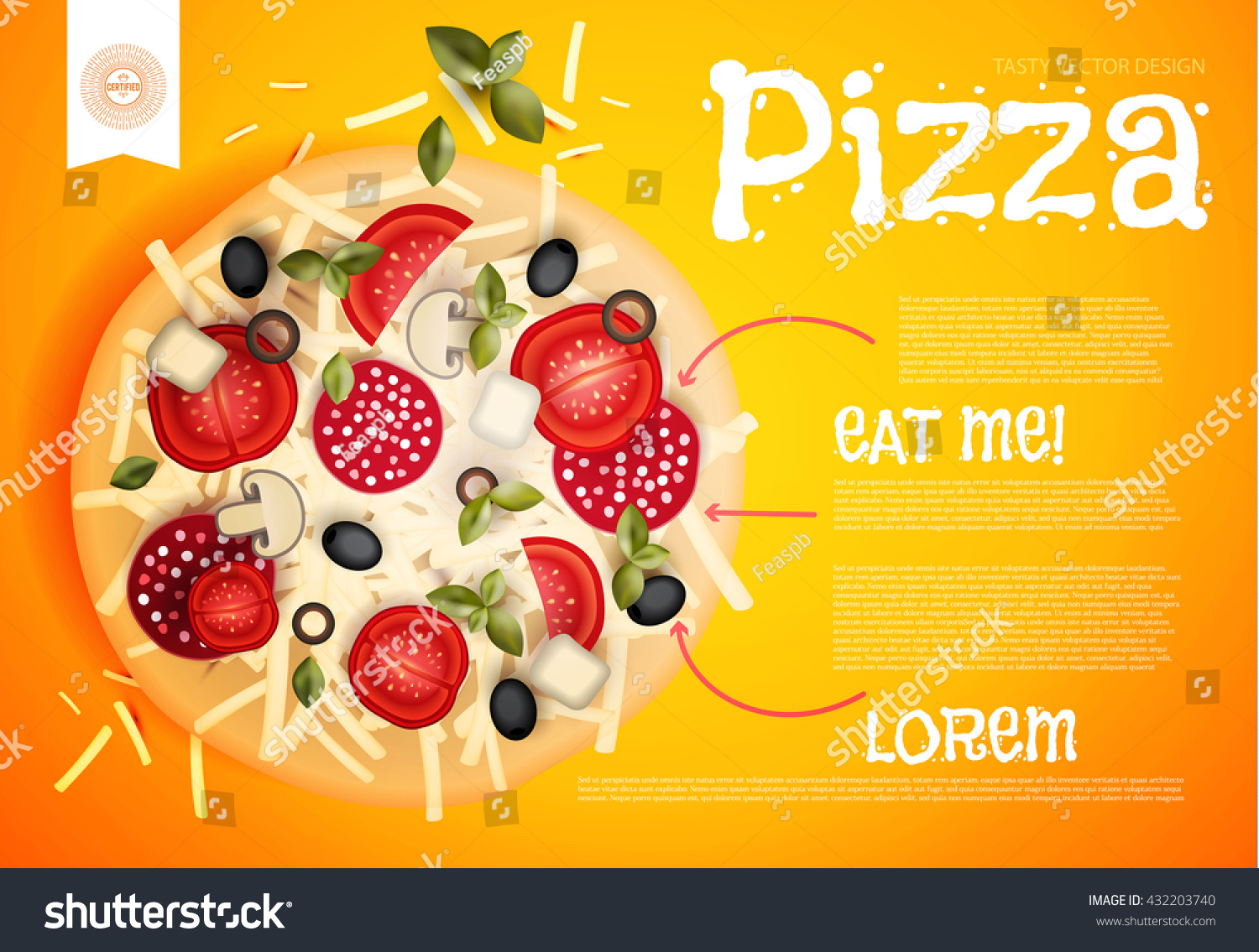 Hot Pizza Design Tasty Flyer Template Stock Vector (Royalty Free ...