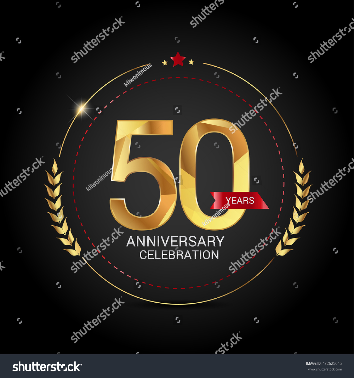 50 Golden Anniversary Logo Red Ribbon Stock Vector (Royalty Free ...