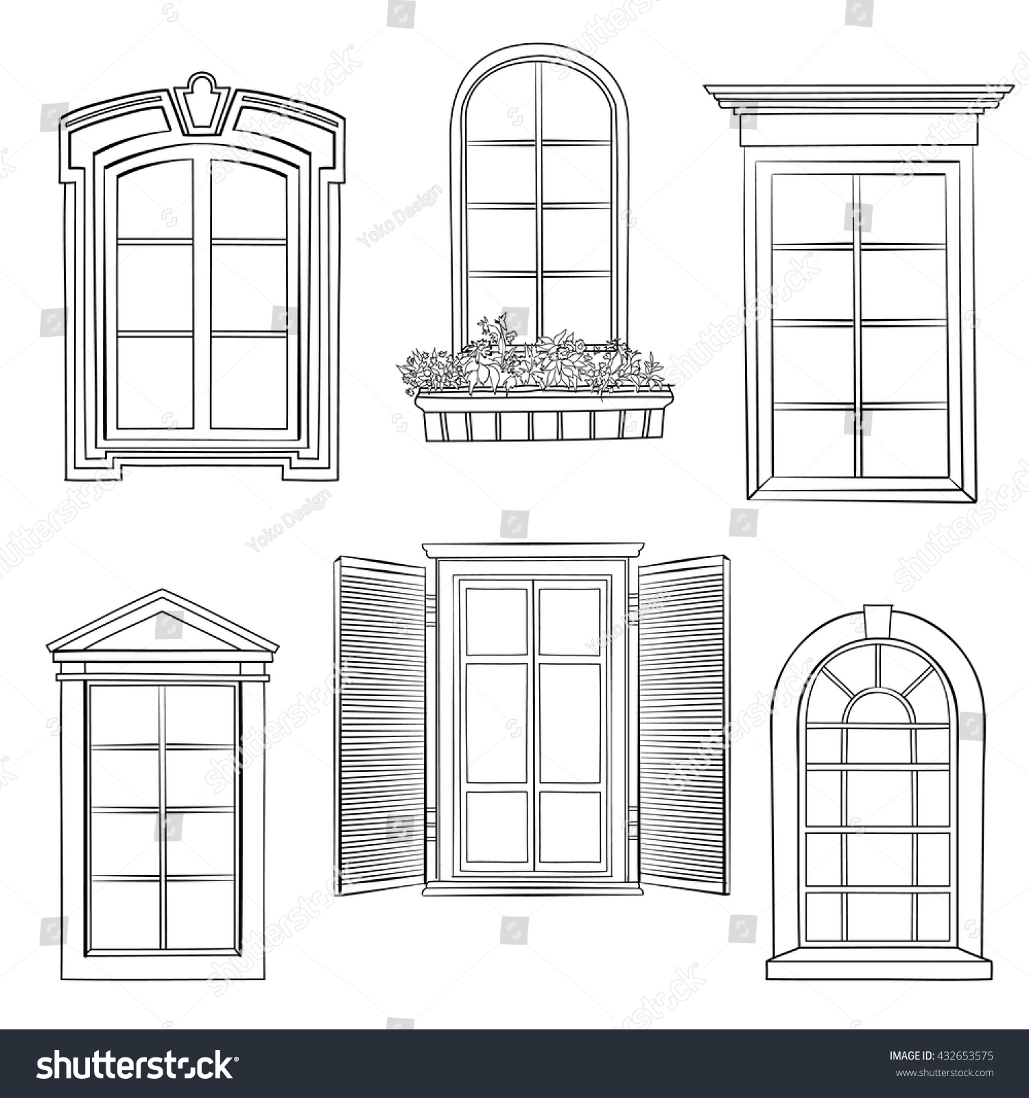 Раскраска двери и окна