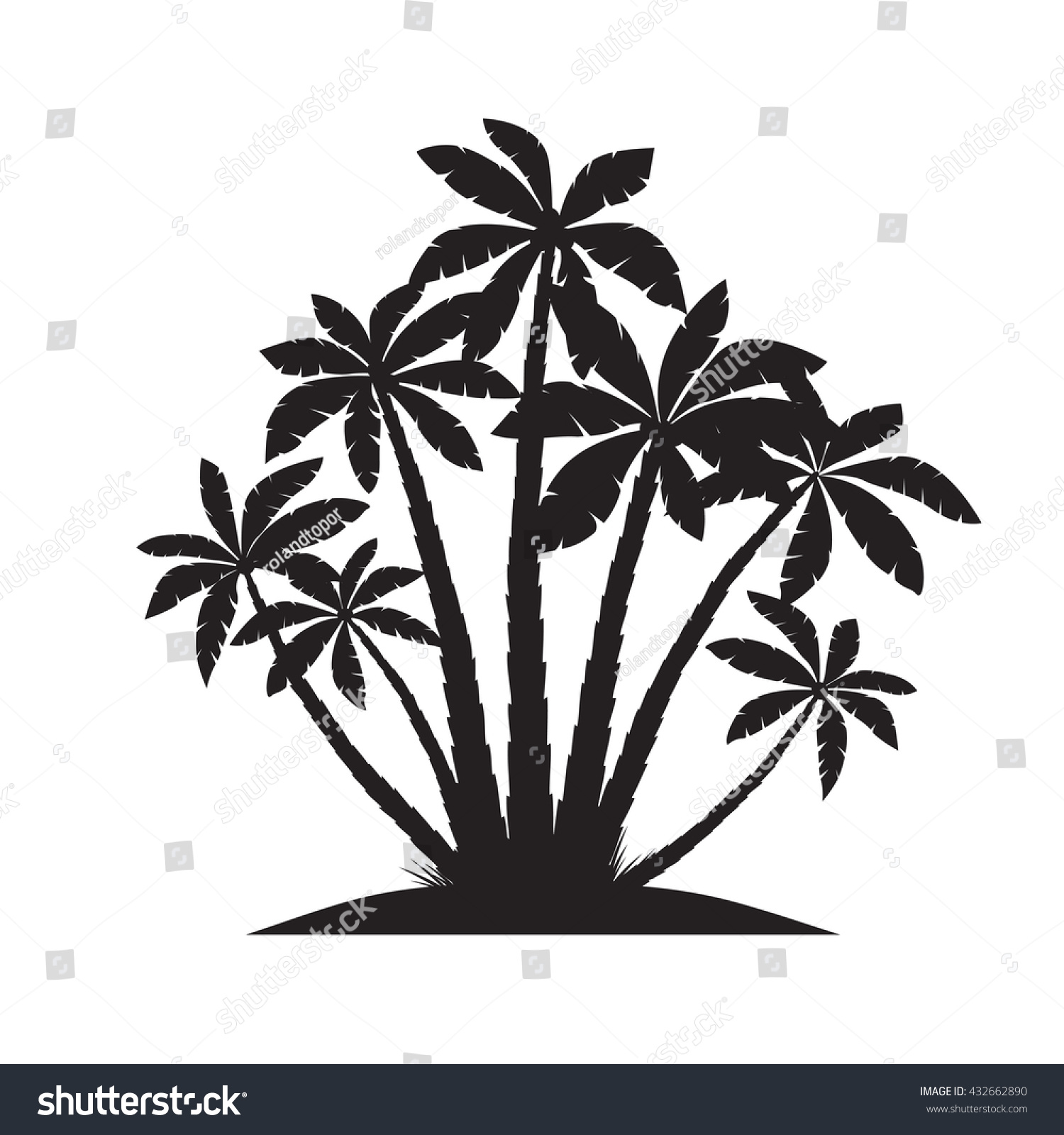 Black Palm Trees Vector Illustration On Stock Vector (Royalty Free