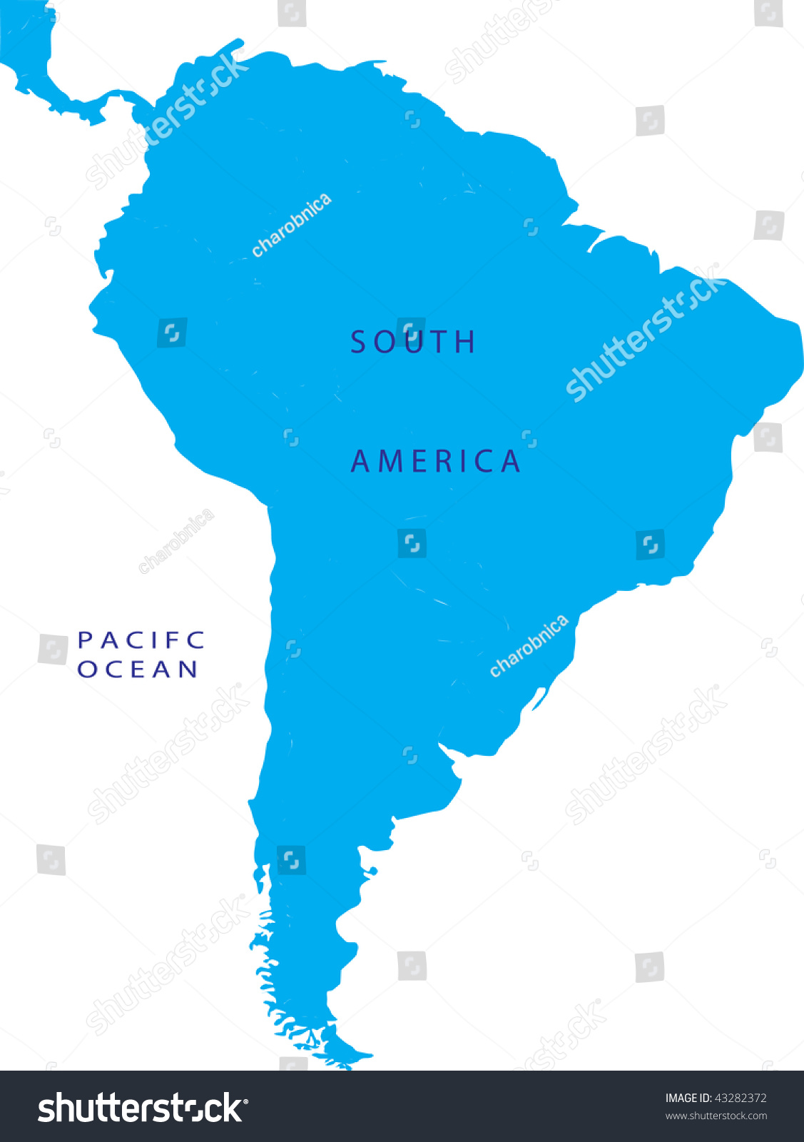 Vektor Stok Political Map South America Tanpa Royalti 43282372 Shutterstock 3004