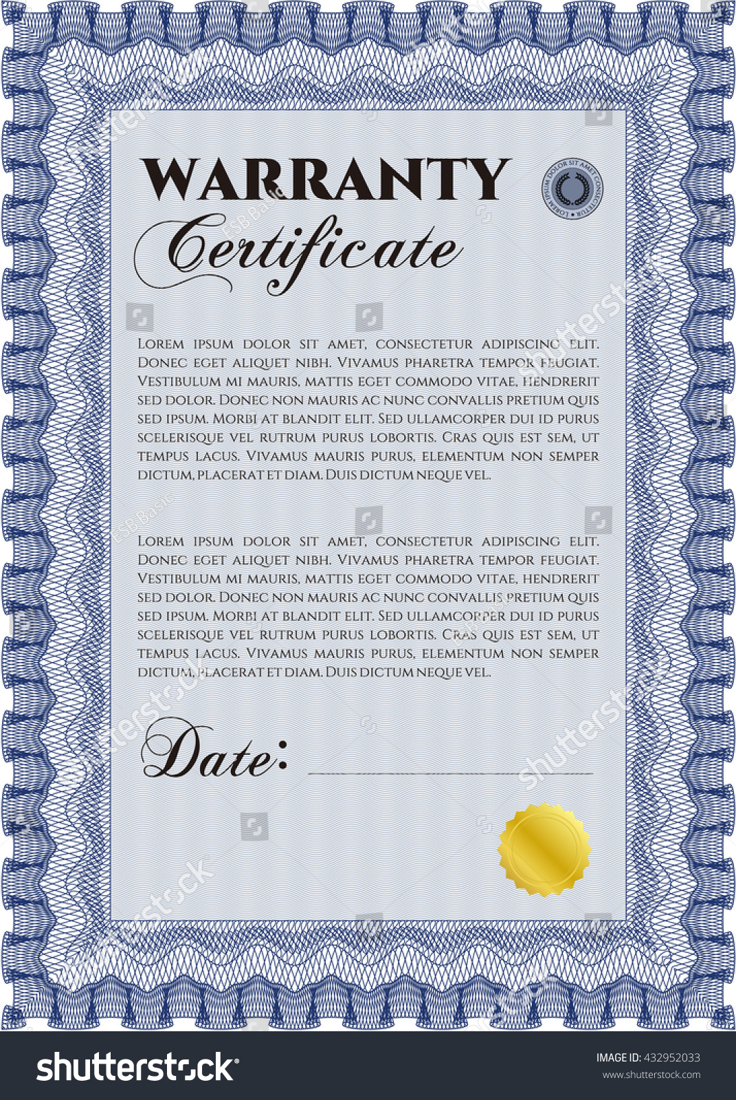 Template Warranty Certificate Quality Background Border Stock Vector ...