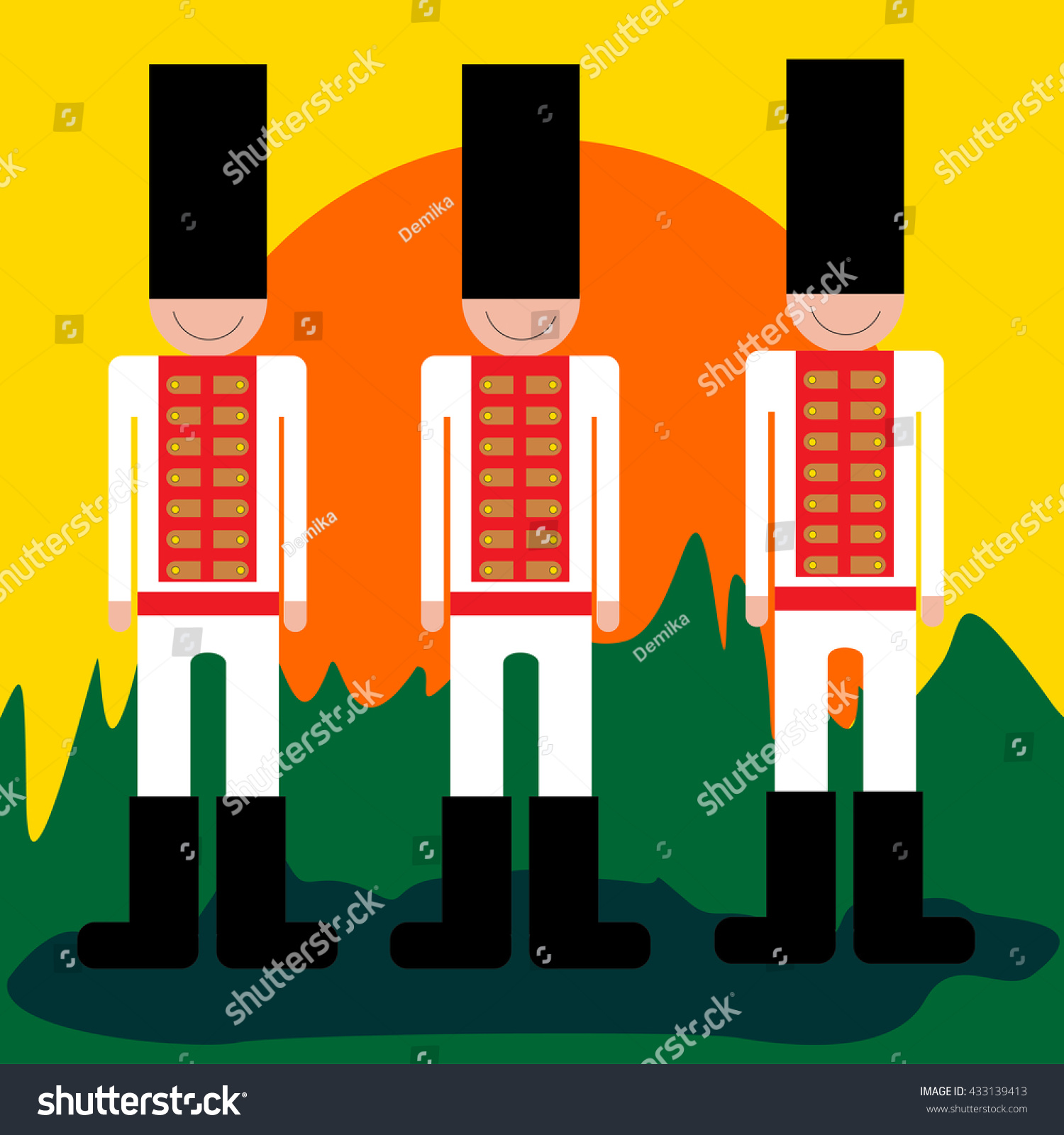 British Royal Guards Stand Guard Suits Stock Vector (Royalty Free