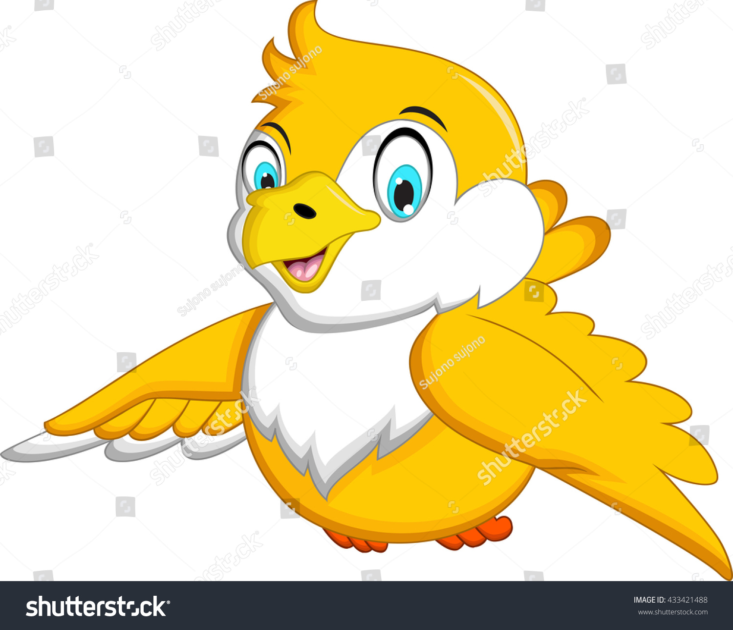 Cute Yellow Bird Cartoon Waving Stock Vector (Royalty Free) 433421488 ...