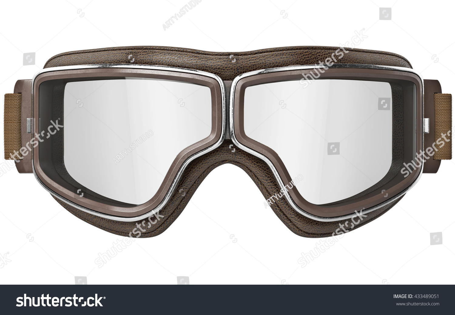 Black Aviation Goggles Vintage Style Chrome Stock Illustration ...