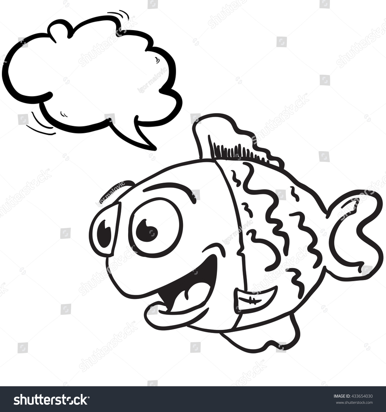 fish bubbles black and white clipart