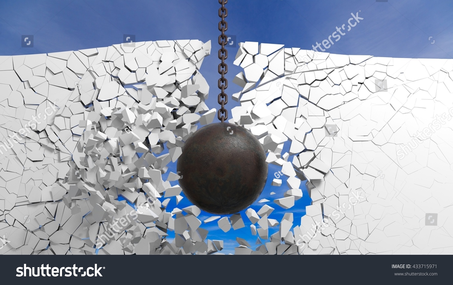 Metallic Rusty Wrecking Ball Breaking Wall Stock Illustration 433715971 ...